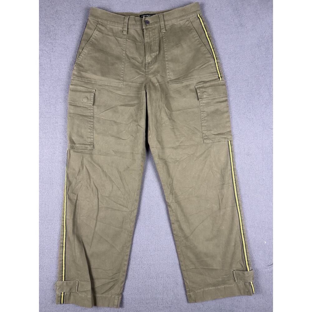 Lucky Brand Green Utility Wide Leg Cotton Blend Boho Pants Womens 8 / 29